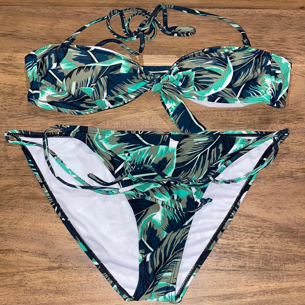 GREEN PALM LEAF BIKINI SET